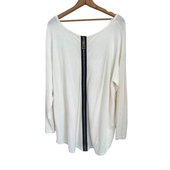 Soft Surroundings Margulies Sweater Womens 2X Exposed Back Zip Long Sleeve Cream - Picture 4 of 8